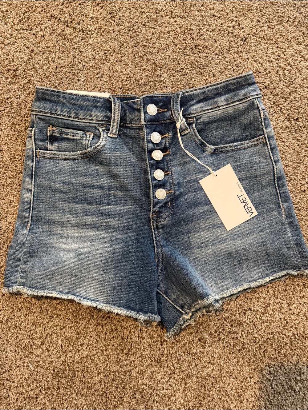 Vervet by Flying Monkey High-Rise Button-Fly Denim Shorts size S